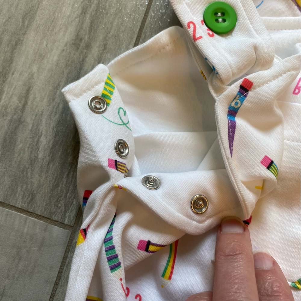NWT Bella Bliss Pima Back to School Cotton Overalls with Colorful Pencils, 12M - Picture 5 of 10